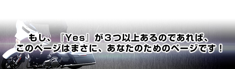 もし、『Yes』が３つ以上あるのであれば、 このページはまさに、あなたのためのページです！